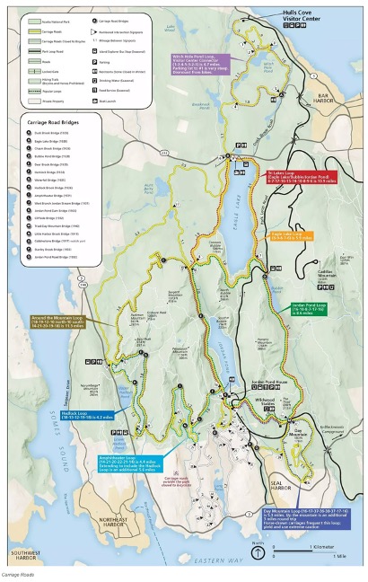Image of map of the Acadia National Park Carriage Trails