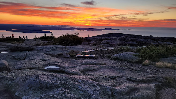 Photo of sunrise from Cadillac Mountain in Acadia National Park, Bar Harbor, Maine